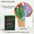 Wicked We Go Together Like Pink & Green Pop-Up Card & Bouquet Bundle