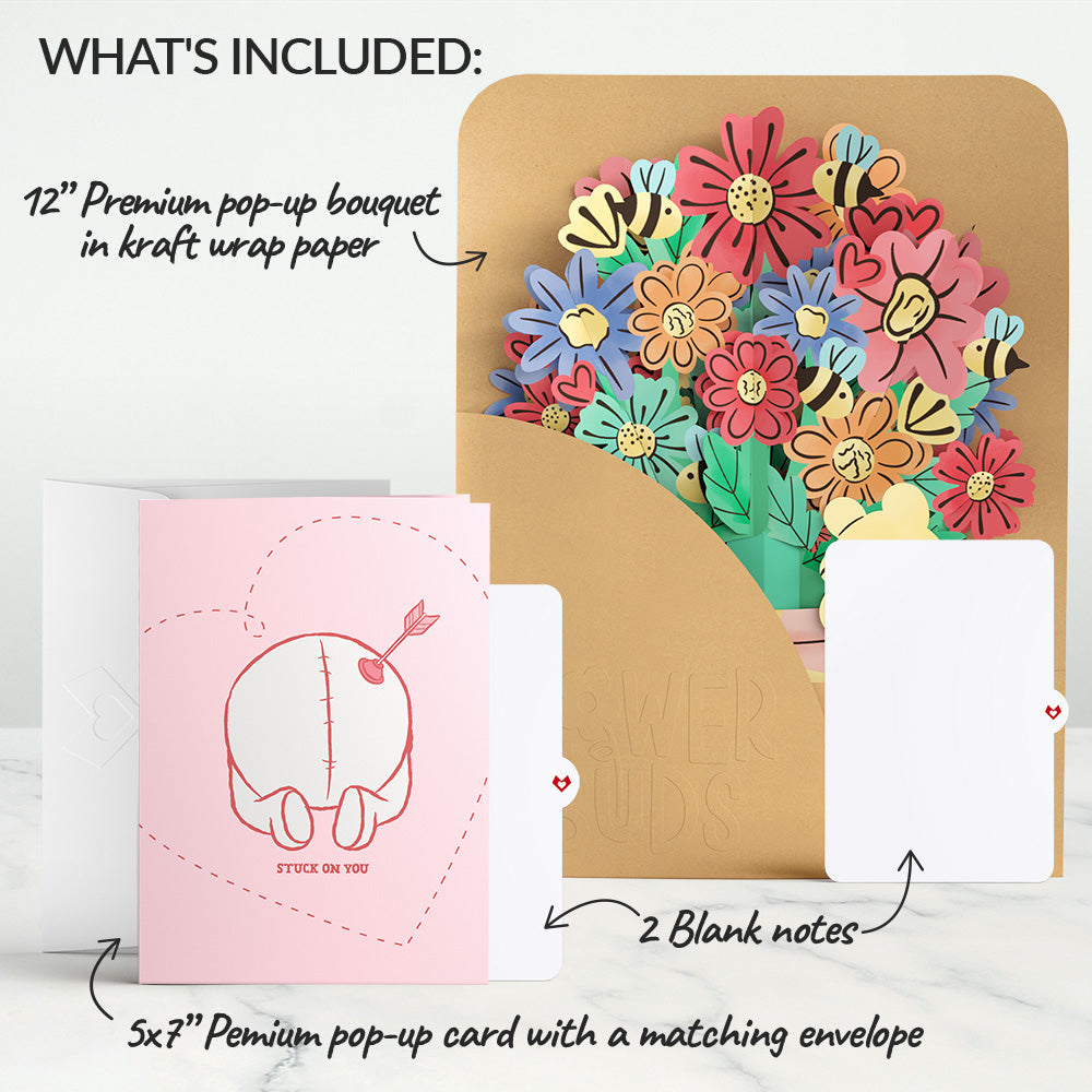 Disney’s Winnie the Pooh Pop-Up Card & Flower Buds Bouquet Bundle