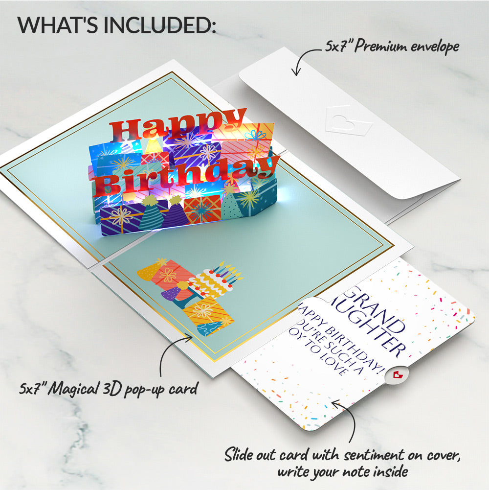 Wishing You a Happy Birthday Music and Lights Pop-Up Card and Sentiment Set for Granddaughter