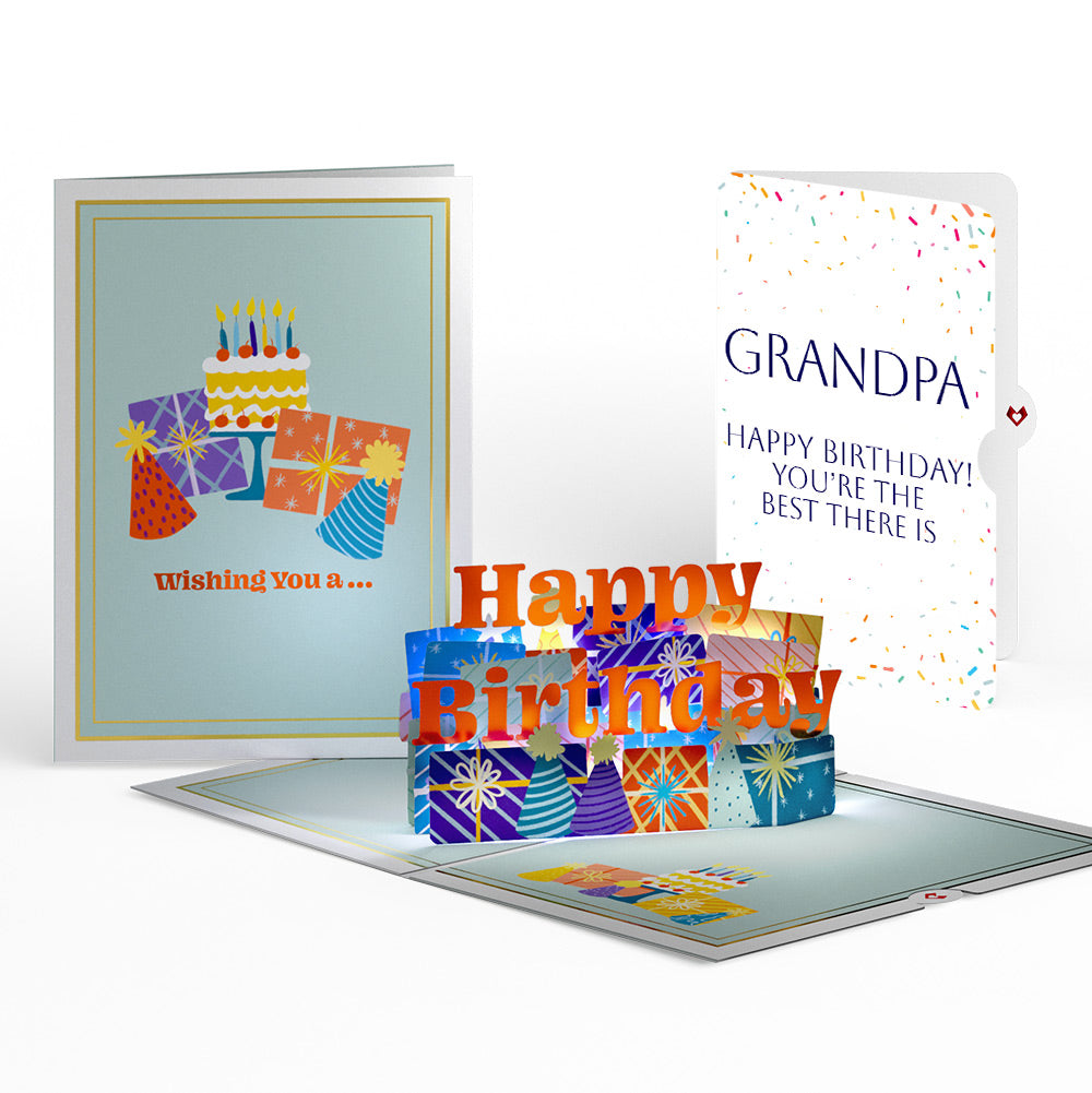 Wishing You a Happy Birthday Music and Lights Pop-Up Card and Sentiment Set for Grandpa