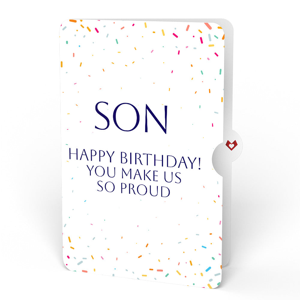 Happy Birthday Confetti Cake Music and Lights Pop-Up Card and Sentiment Set for Son
