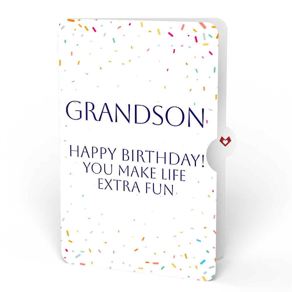Happy Birthday Confetti Cake Music and Lights Pop-Up Card and Sentiment Set for Grandson