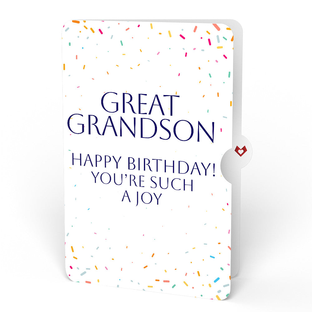 Happy Birthday Confetti Cake Music and Lights Pop-Up Card and Sentiment Set for Great Grandson