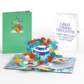 Happy Birthday Balloons Music and Lights Pop-Up Card and Sentiment Set for Great Granddaughter