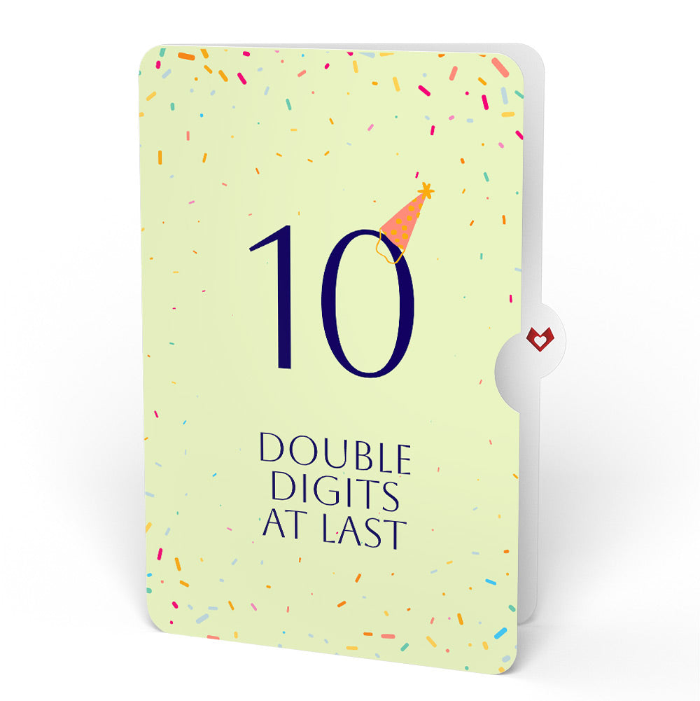 Wishing You a Happy 10th Birthday Music and Lights Pop-Up Card and Party Hat Sentiment Set