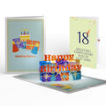 Wishing You a Happy 18th Birthday Music and Lights Pop-Up Card and Party Hat Sentiment Set
