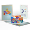 Wishing You a Happy 20th Birthday Music and Lights Pop-Up Card and Party Hat Sentiment Set