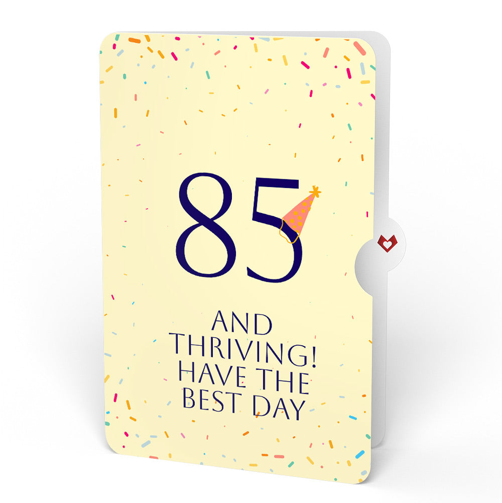 Wishing You a Happy 85th Birthday Music and Lights Pop-Up Card and Party Hat Sentiment Set