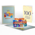 Wishing You a Happy 100th Birthday Music and Lights Pop-Up Card and Party Hat Sentiment Set