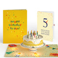 Happy 5th Birthday Confetti Cake Music and Lights Pop-Up Card and Party Hat Sentiment Set