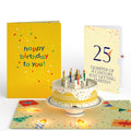 Happy 25th Birthday Confetti Cake Music and Lights Pop-Up Card and Party Hat Sentiment Set
