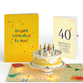 Happy 40th Birthday Confetti Cake Music and Lights Pop-Up Card and Party Hat Sentiment Set