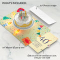 Happy 40th Birthday Confetti Cake Music and Lights Pop-Up Card and Party Hat Sentiment Set