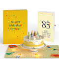 Happy 85th Birthday Confetti Cake Music and Lights Pop-Up Card and Party Hat Sentiment Set