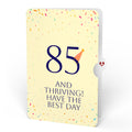 Happy 85th Birthday Confetti Cake Music and Lights Pop-Up Card and Party Hat Sentiment Set