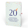 Happy 20th Birthday Balloons Music and Lights Pop-Up Card and Party Hat Sentiment Set