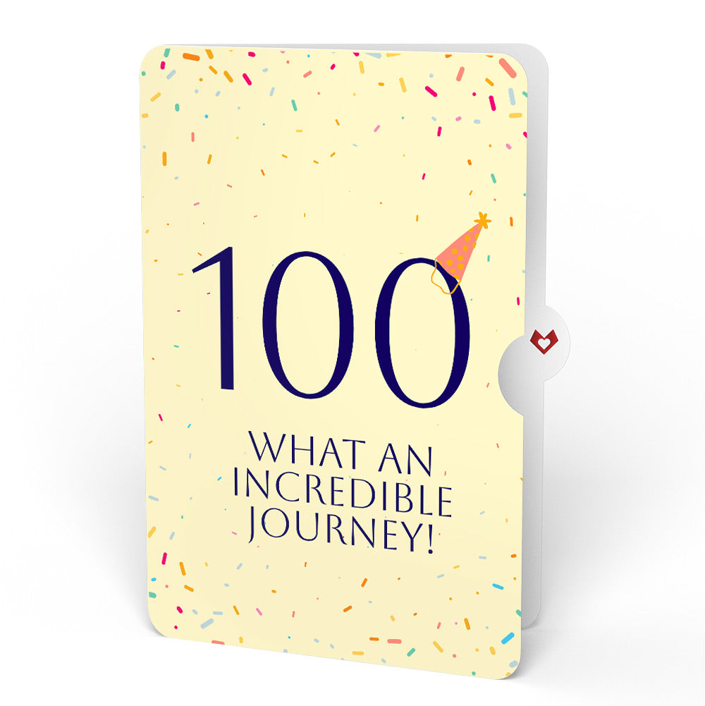 Happy 100th Birthday Balloons Music and Lights Pop-Up Card and Party Hat Sentiment Set