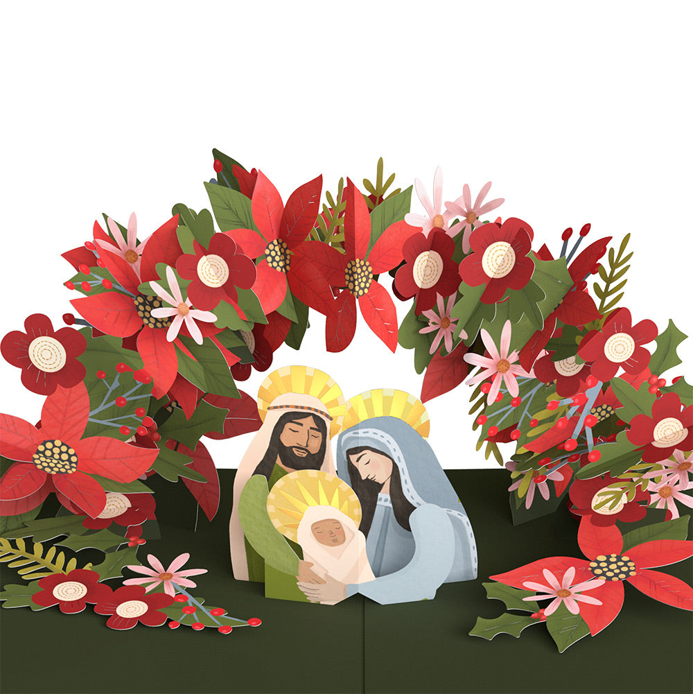A Child Is Born Christmas Pop-Up Card and Poinsettia First Christmas Sentiment Set for Partner
