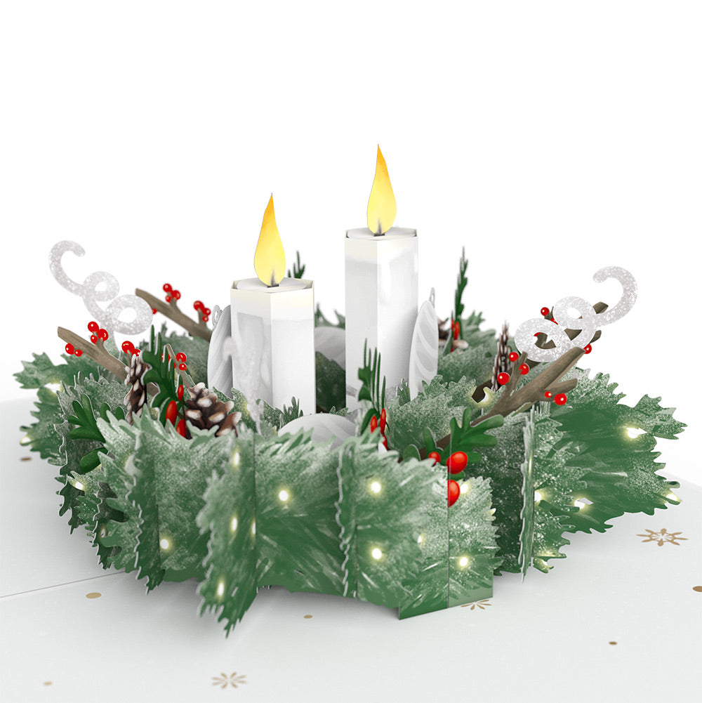 Winter Greens Christmas Candle Pop-Up Card and Poinsettia Blooming Love Sentiment Set for Family
