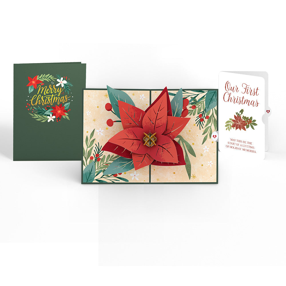 Christmas Poinsettia Bloom Pop-Up Card and Sentiment Set for Partner