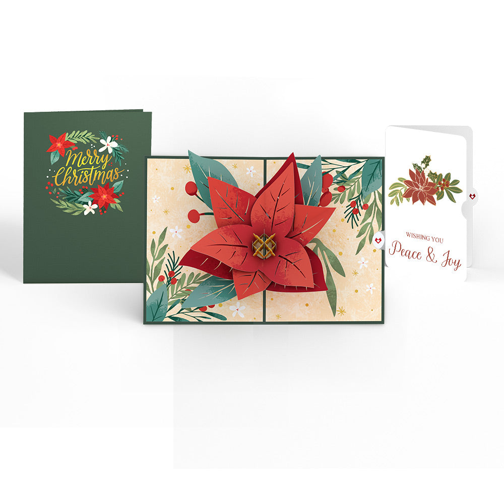 Christmas Poinsettia Bloom Pop-Up Card  and Peace & Joy Sentiment Set