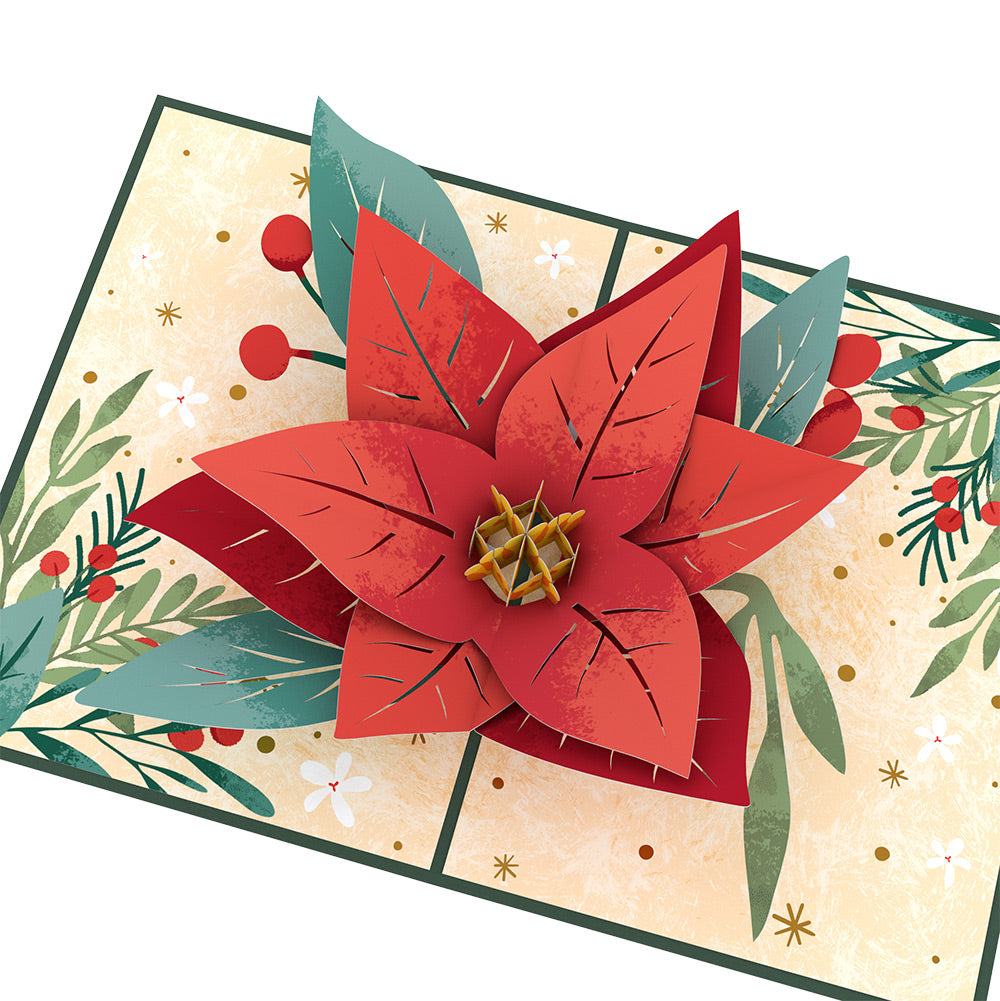 Christmas Poinsettia Bloom Pop-Up Card  and Peace & Joy Sentiment Set