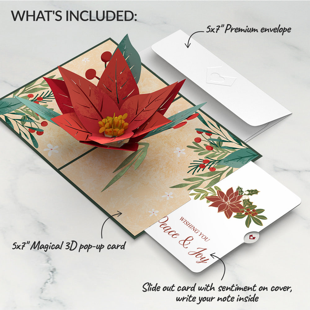 Christmas Poinsettia Bloom Pop-Up Card  and Peace & Joy Sentiment Set
