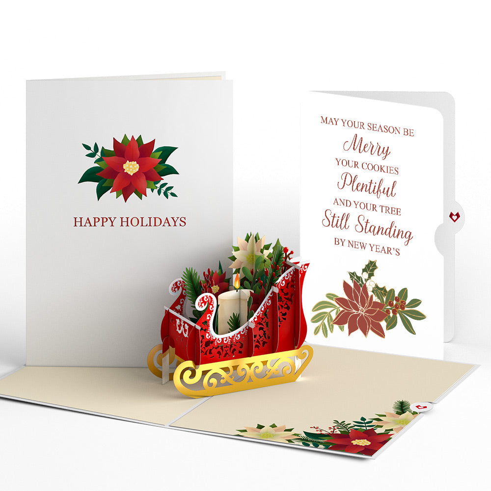 Holiday Poinsettia Sleigh Pop-Up Card and Merry & Plentiful Sentiment Set