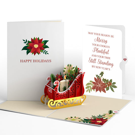 Holiday Poinsettia Sleigh Pop-Up Card and Merry & Plentiful Sentiment Set