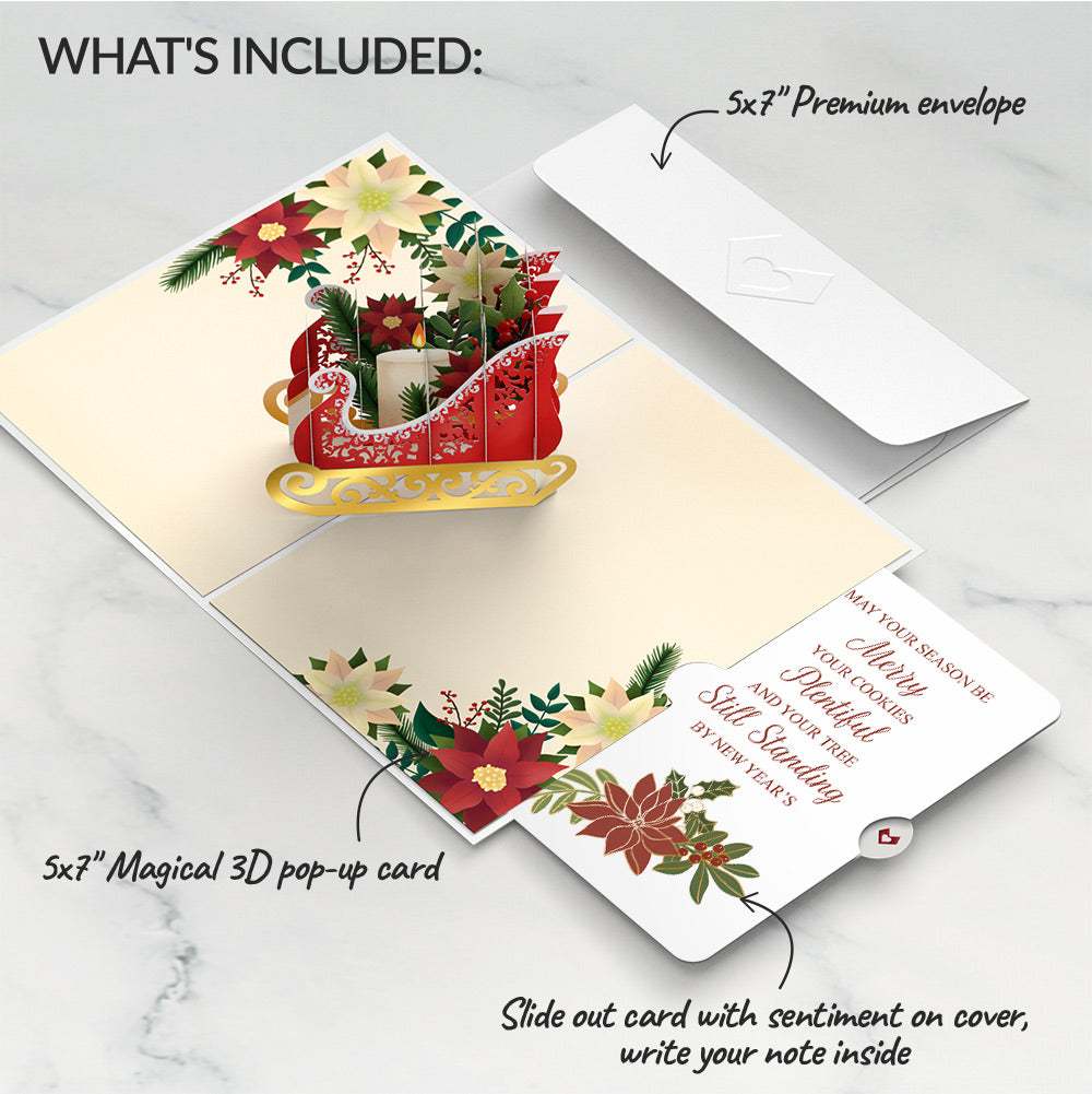 Holiday Poinsettia Sleigh Pop-Up Card and Merry & Plentiful Sentiment Set