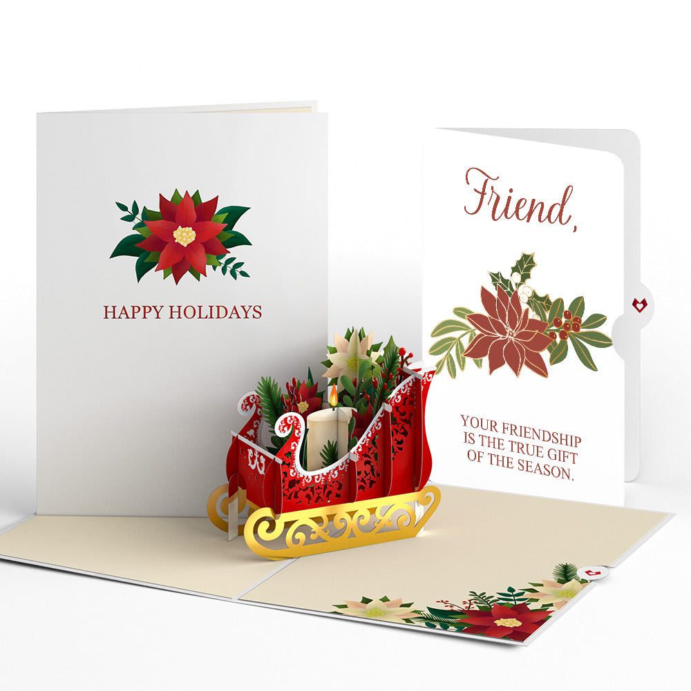 Holiday Poinsettia Sleigh Pop-Up Card and Sentiment Set for Friend