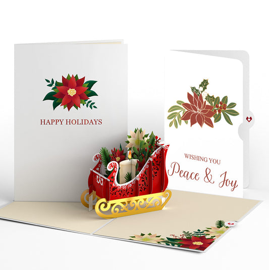 Holiday Poinsettia Sleigh Pop-Up Card and Peace & Joy Sentiment Set