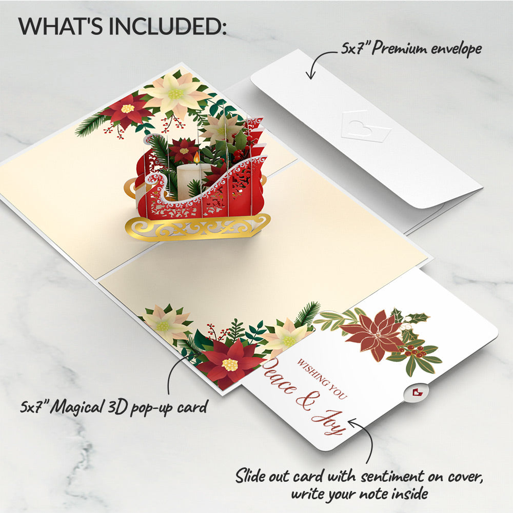 Holiday Poinsettia Sleigh Pop-Up Card and Peace & Joy Sentiment Set