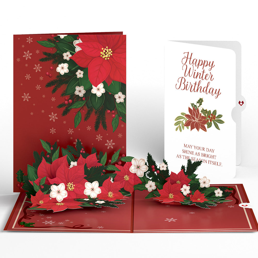 Poinsettia & Pine Winter Birthday Pop-Up Card and Sentiment Set