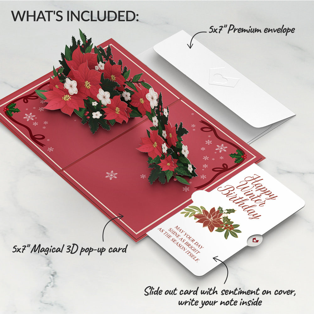 Poinsettia & Pine Winter Birthday Pop-Up Card and Sentiment Set