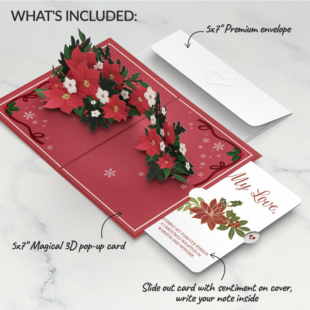 Poinsettia & Pine Love Pop-Up Card and Sentiment Set for Partner