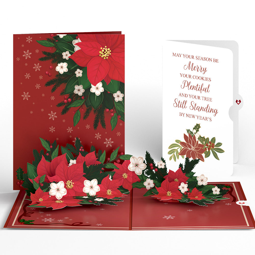 Poinsettia & Pine Christmas Pop-Up Card and Merry & Plentiful Sentiment Set