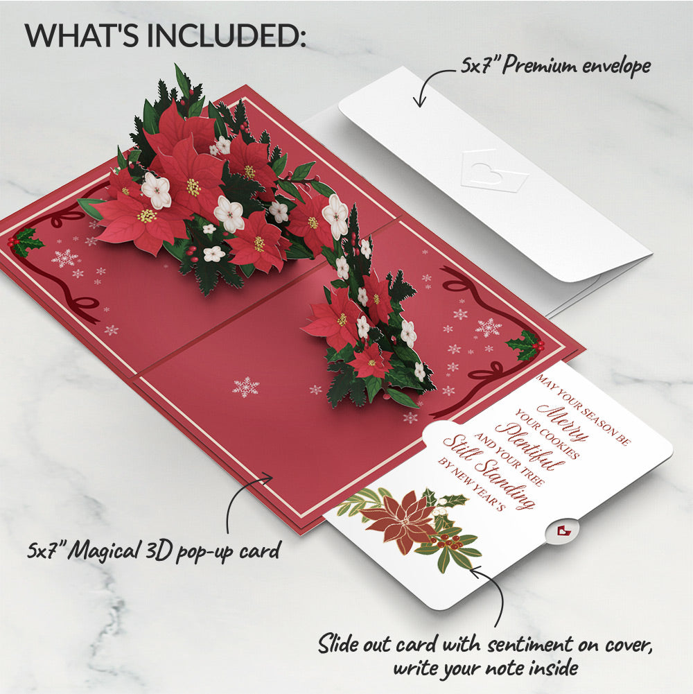 Poinsettia & Pine Christmas Pop-Up Card and Merry & Plentiful Sentiment Set