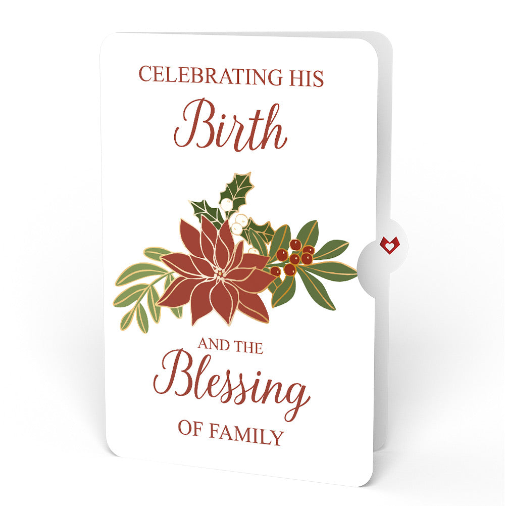 Poinsettia & Pine Christmas Pop-Up Card and Blessing Sentiment Set
