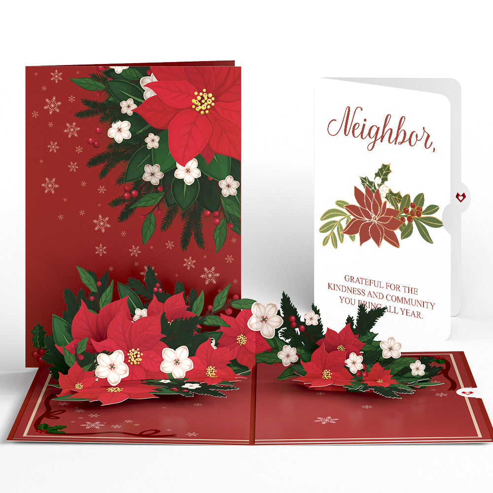 Poinsettia & Pine Christmas Pop-Up Card and Sentiment Set for Neighbor