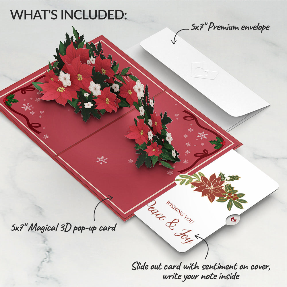 Poinsettia & Pine Christmas Pop-Up Card and Peace & Joy Sentiment Set