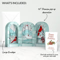Stained Glass Winter Cardinal Pop-Up Gift and Poinsettia Birthday Sentiment Set