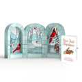 Stained Glass Winter Cardinal Pop-Up Gift and Poinsettia First Christmas Sentiment Set for Partner