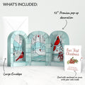 Stained Glass Winter Cardinal Pop-Up Gift and Poinsettia First Christmas Sentiment Set for Partner