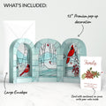 Stained Glass Winter Cardinal Pop-Up Gift and Poinsettia Christmas Sentiment Set for Family