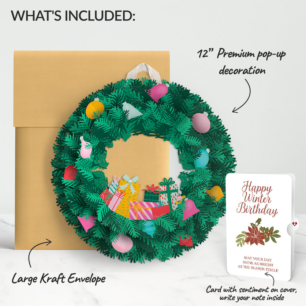 Christmas Joy Wreath and Poinsettia Winter Birthday Sentiment Set