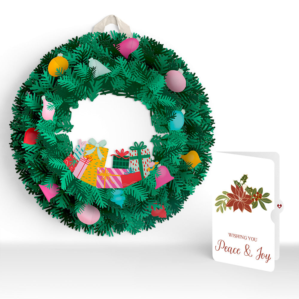 Christmas Joy Wreath and Poinsettia Peace & Joy Sentiment Set