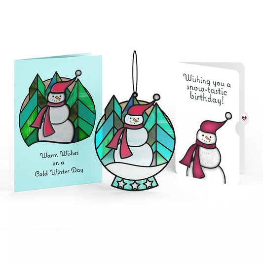 Warm Wishes Snowman Birthday Suncatcher Card and Sentiment Set