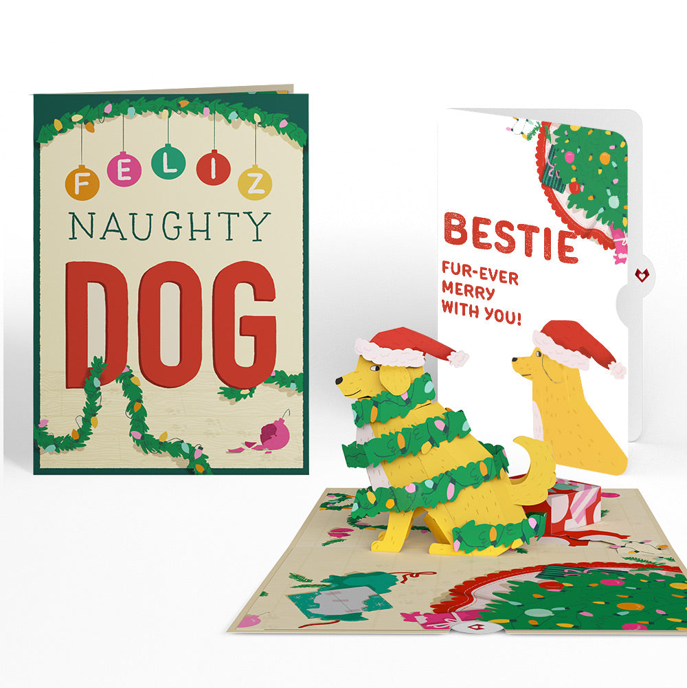 Feliz Naughty Dog Christmas Pop-Up Card and Sentiment Set for Bestie