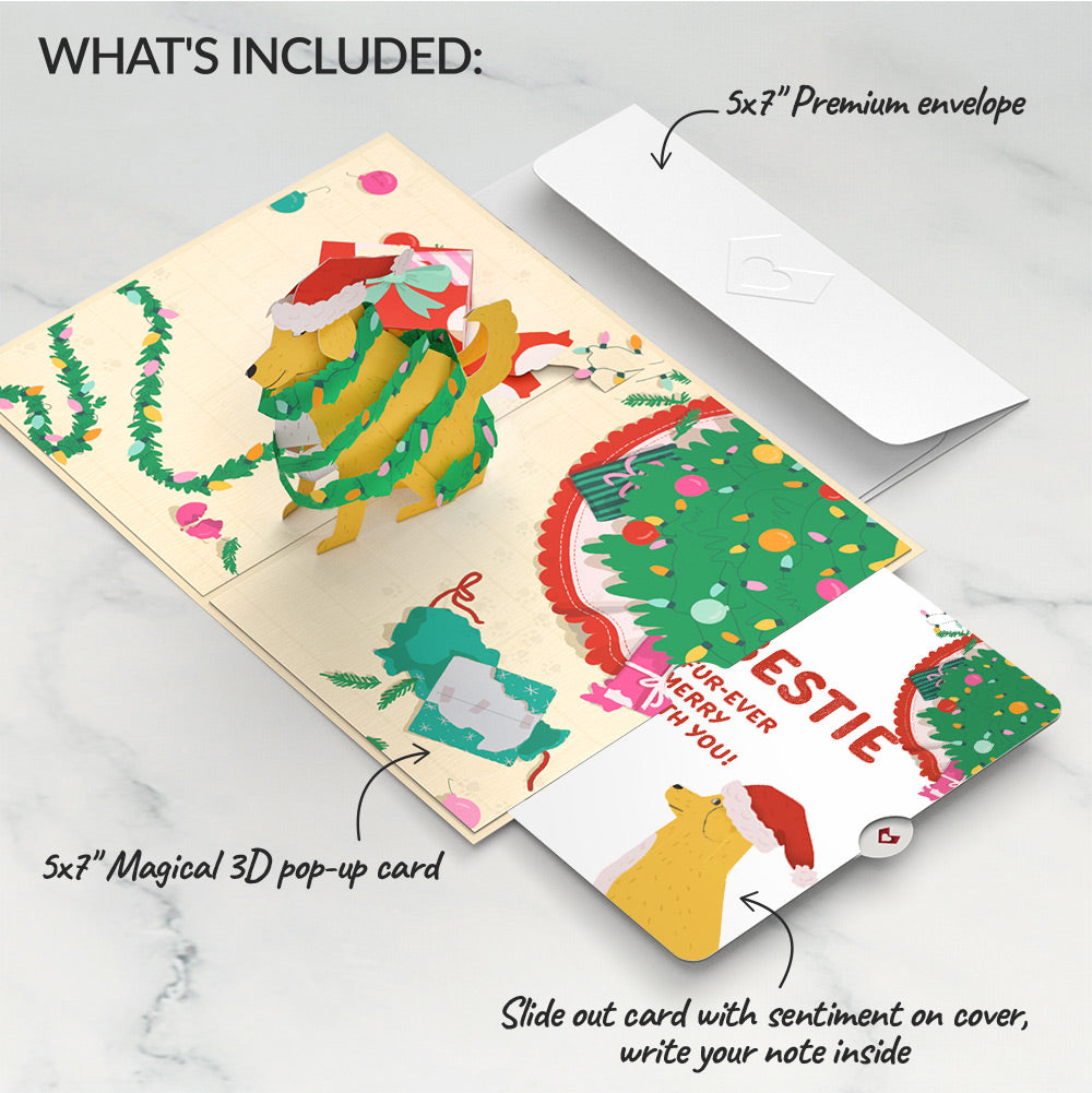 Feliz Naughty Dog Christmas Pop-Up Card and Sentiment Set for Bestie